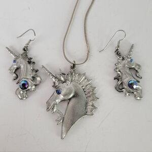 PERTH PEWTER Unicorn Pendant and Earrings
